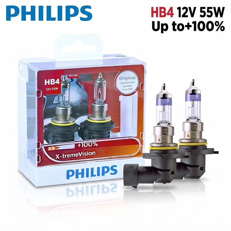 Philips X-treme Vision 9006 HB4 12V 55W P22d +100% More Vision Light Car Halogen Headlight