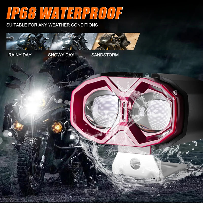 Motorcycle Spotlights Auxiliary LED Hi/Low Beam For Moto Universal Headlight Driving Fog L