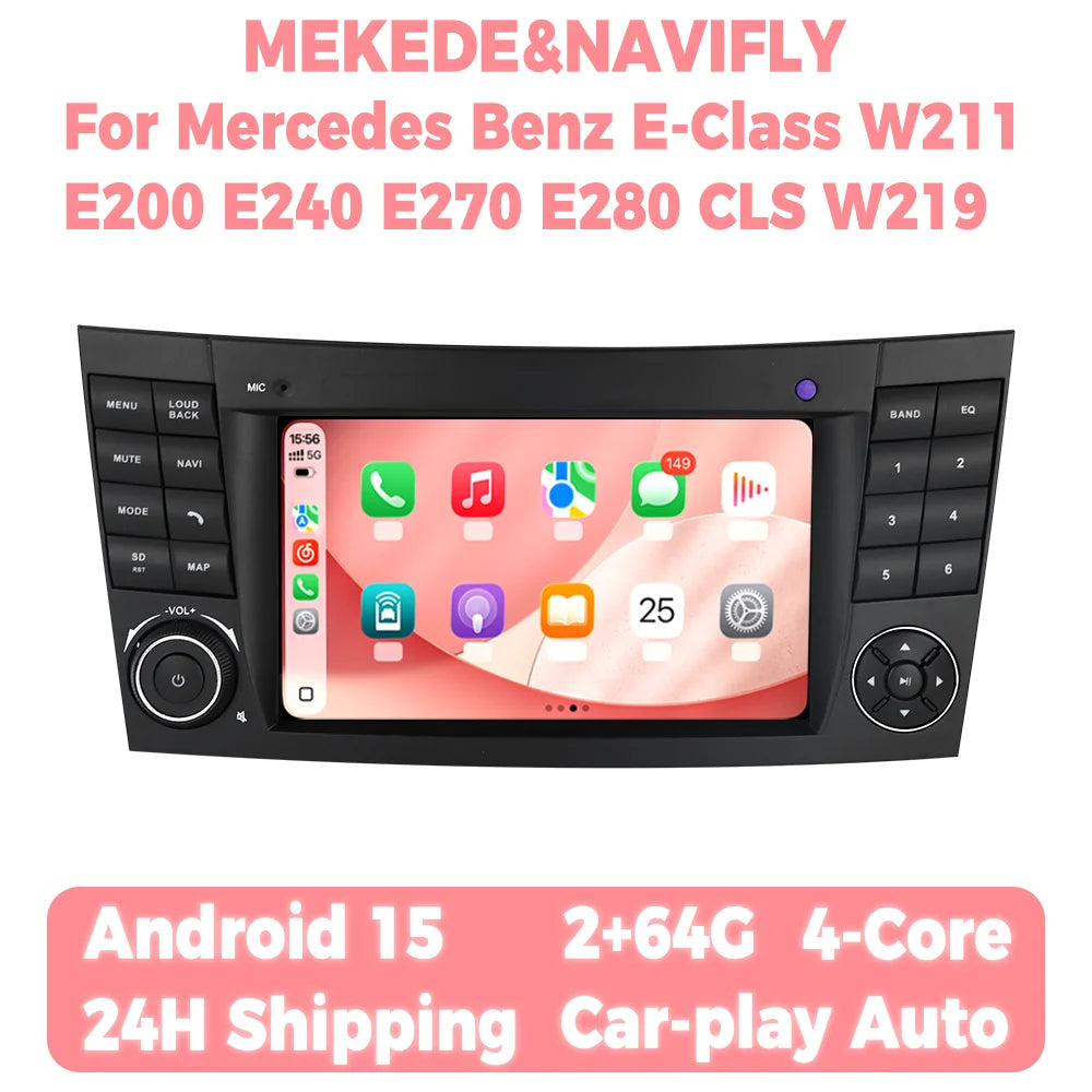 Carplay Android Auto 7" Car Radio For Mercedes Benz E-Class W211 E200 E240 E270 E280 CLS W