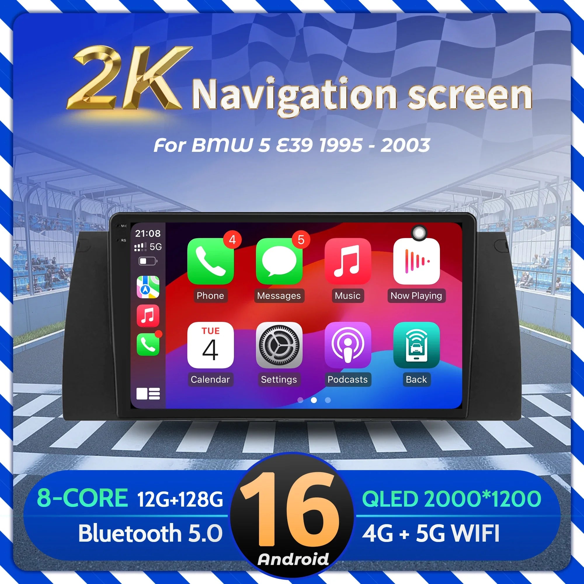 9 inch Car Radio Android 16 For BMW 5 E39 1995-2003 Multimedia BT Carplay Navigation Head