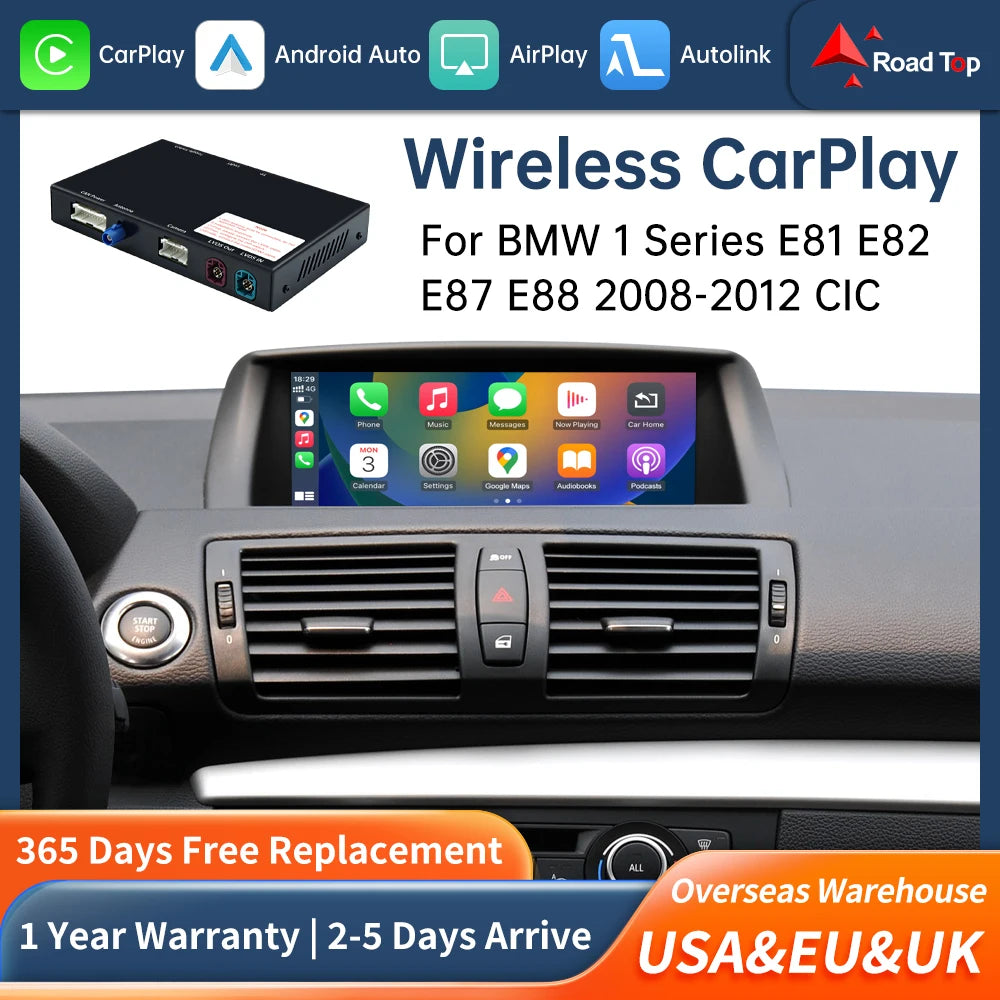 Road Top Wireless Carplay Decoder Interface For BMW 1 Series E81 E82 E87 E88 2008-2012 CIC | AUTOKITSHOP