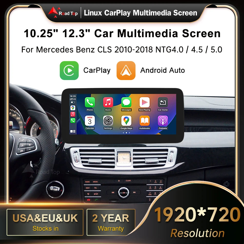 RoadTop Linux System Wireless CarPlay Android Auto Multimedia Display for Mercedes-Benz CL