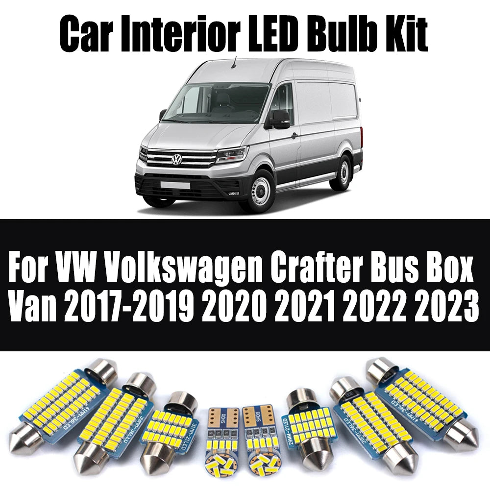 11-Piece LED Interior Light Kit for VW Volkswagen Crafter Bus Box Van 2017- 2022 - Canbus Dome Map Door Trunk Bulbs |...