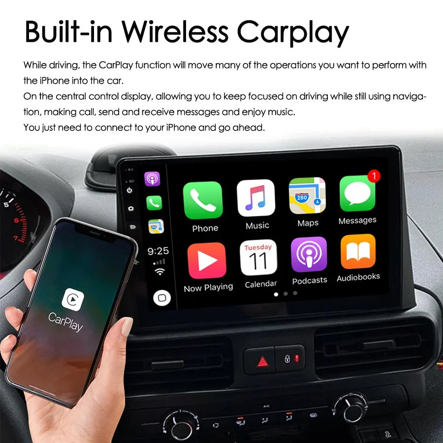 Auto Car Radio Android15 For Toyota Proace Citroen Berlingo Peugeot Partner Opel Combo 202