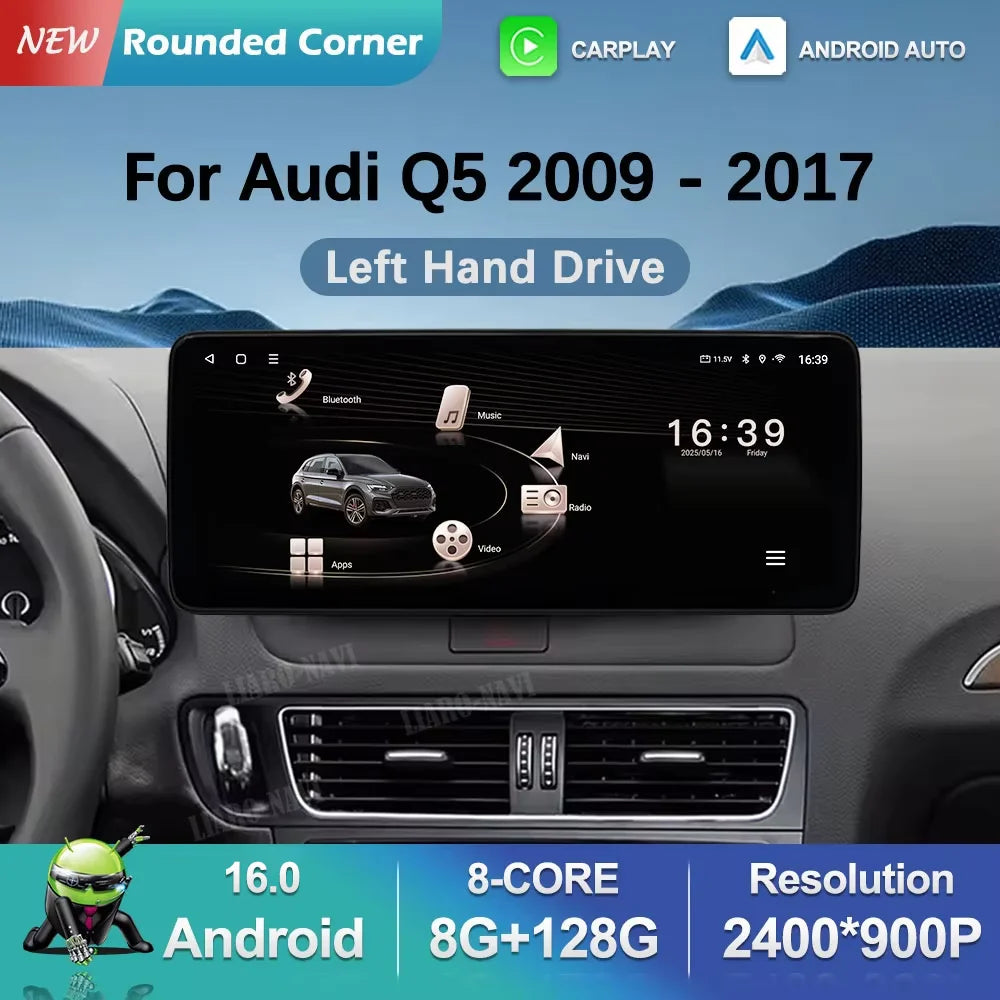 DSP Stereo Navigation GPS Android 16 for Audi Q5 2009 - 2017 BT Car Radio Video Multimedia