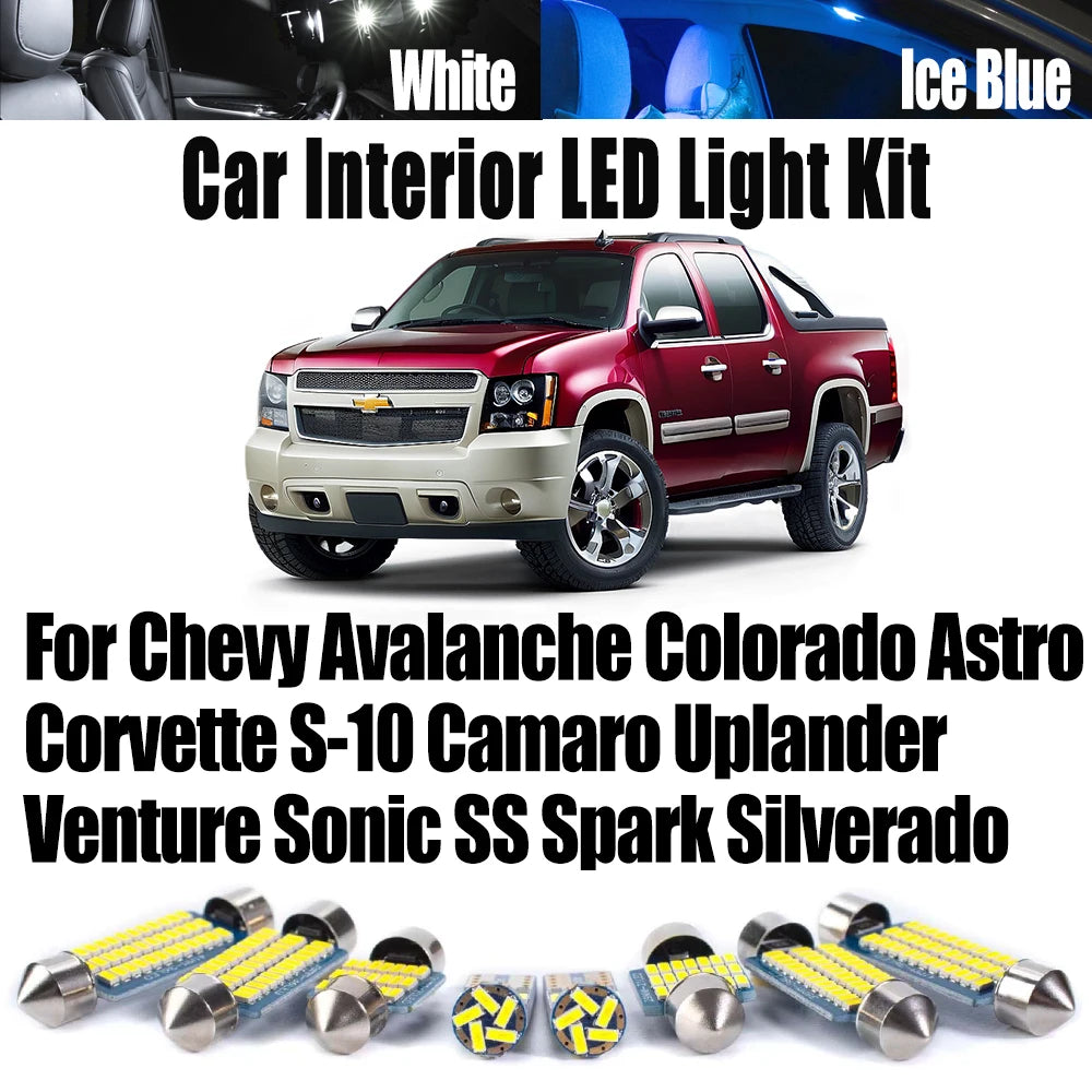 LED Interior Light Kit for Chevy Avalanche Colorado Corvette S-10 Camaro Uplander Venture Sonic SS Spark Silverado As...