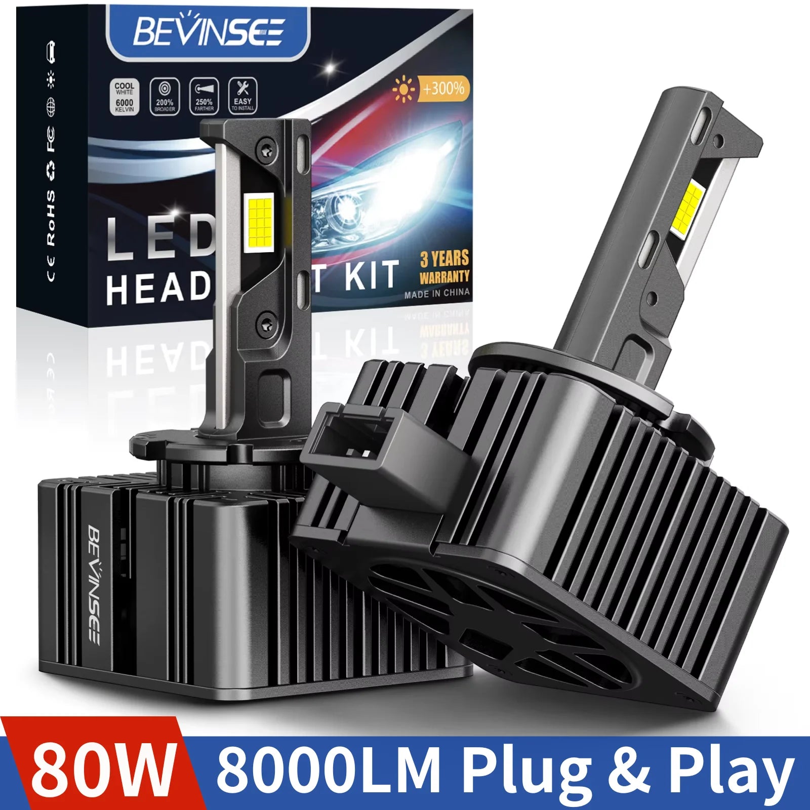 BEVINSEE D1S D1R LED CANBUS Bulbs D3S D3R D2S D2R D5S Xenon HID Car Lamp For VW Golf 6 For