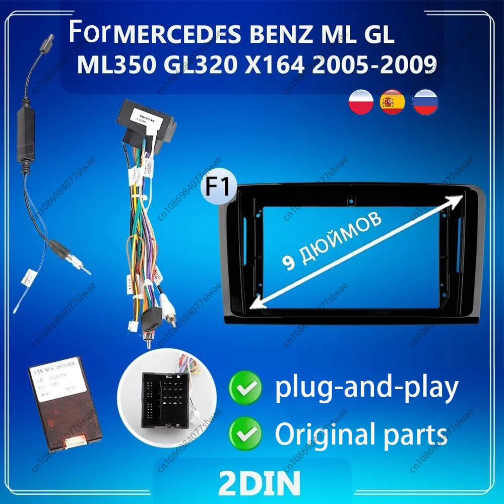 9 inch For MERCEDES BENZ ML GL ML350 GL320 X164 2005-2009 Car Radio Fascias Android MP5 St