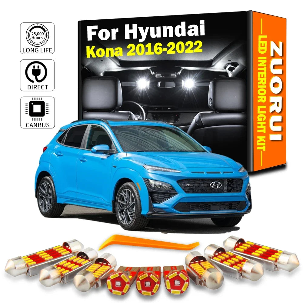 13-Piece LED Interior Light Kit for Hyundai Kona - Canbus Error-Free Bulbs | AUTOKITSHOP