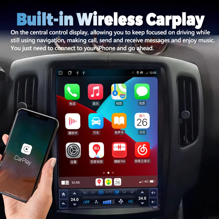 For Nissan 370Z 350Z 2009-2021 12.1inch Qled Screen Android 13 Car Multimedia Video Player | AUTOKITSHOP