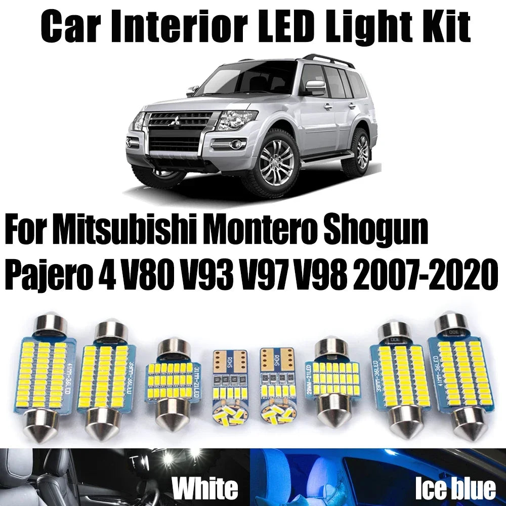 15-Piece LED Interior Light Kit for Mitsubishi Montero Shogun Pajero 4 V80 V93 V97 V98 2007-2020 - Canbus Dome Map Do...