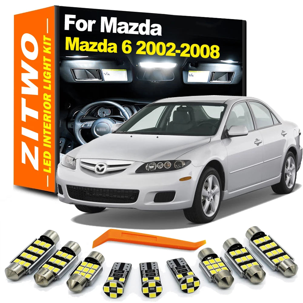 ZITWO 17Pcs Complete LED Interior Light Bulbs Kit For Mazda 6 GY GG Saloon Wagon Mazda6 2002 2003 2004 2005 2006 2007 2008