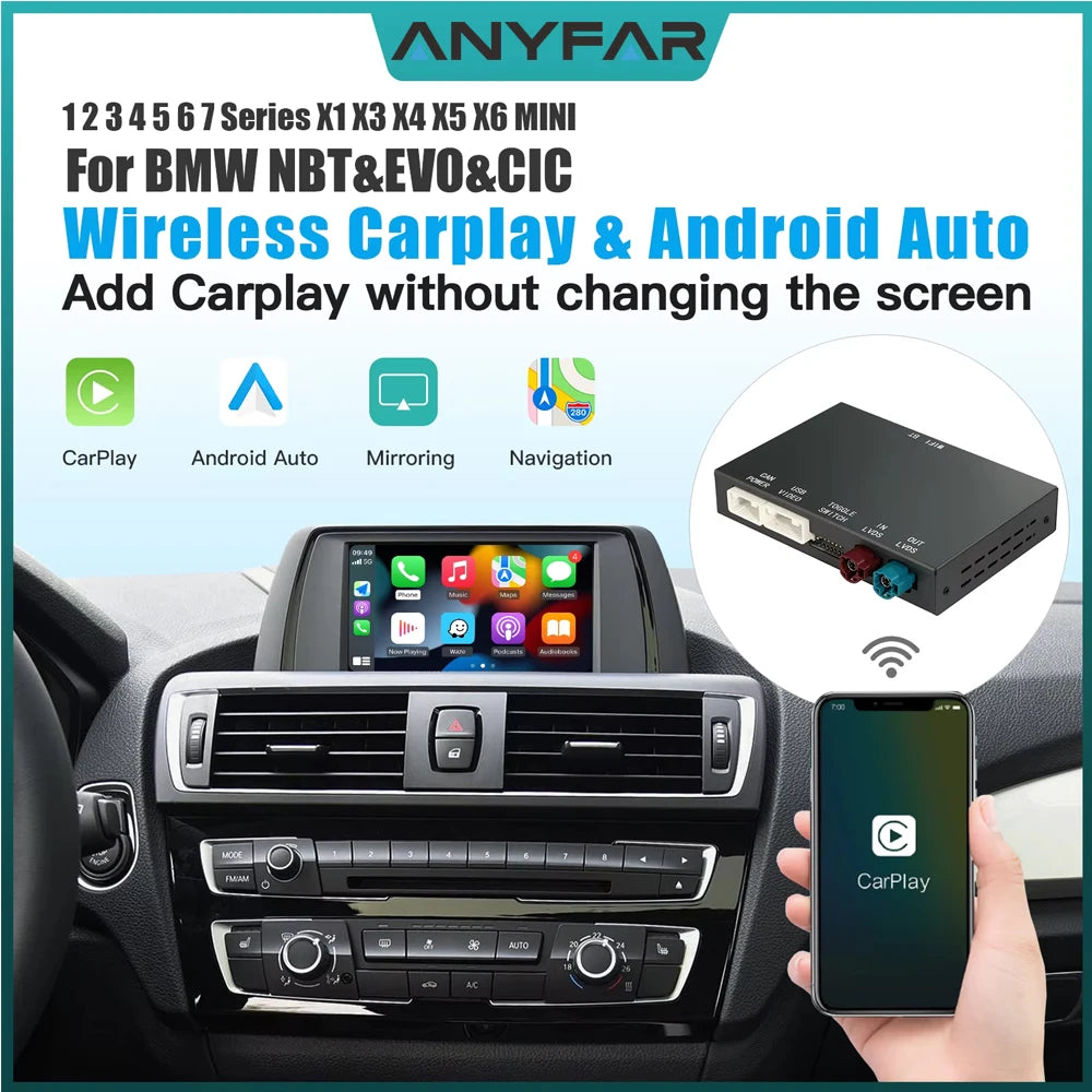 Wireless CarPlay Android Auto For BMW1,2 ,3,4,5,7,X1 X2 X3 X4 X5 X6 mini series EVO NBT ca
