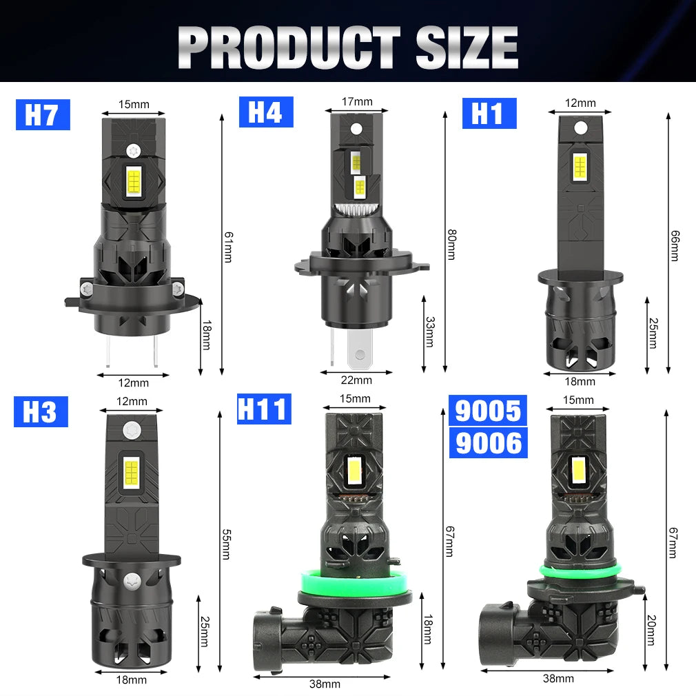 TOAUTO H7 H4 LED Car Headlight Bulbs H1 H3 H11 HB3 9005 HB4 9006 Canbus Auto Lamps with Fan Turbo Led Automobile 6000K 12V