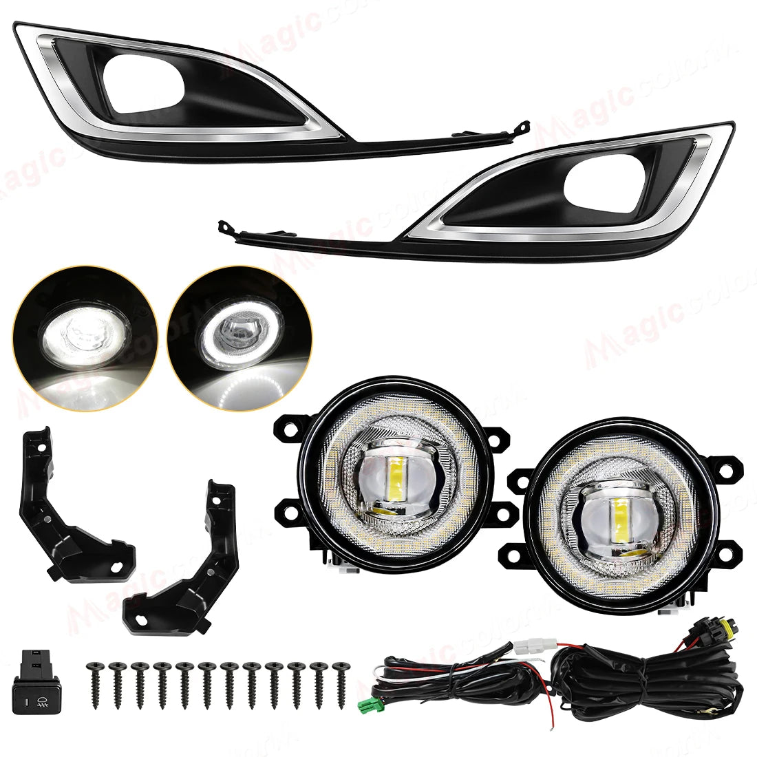 Car Fog Lamps For Toyota Noah 2018 2019 2020 2021 Front Bumper Halogen LED Daylights DRL D | AUTOKITSHOP