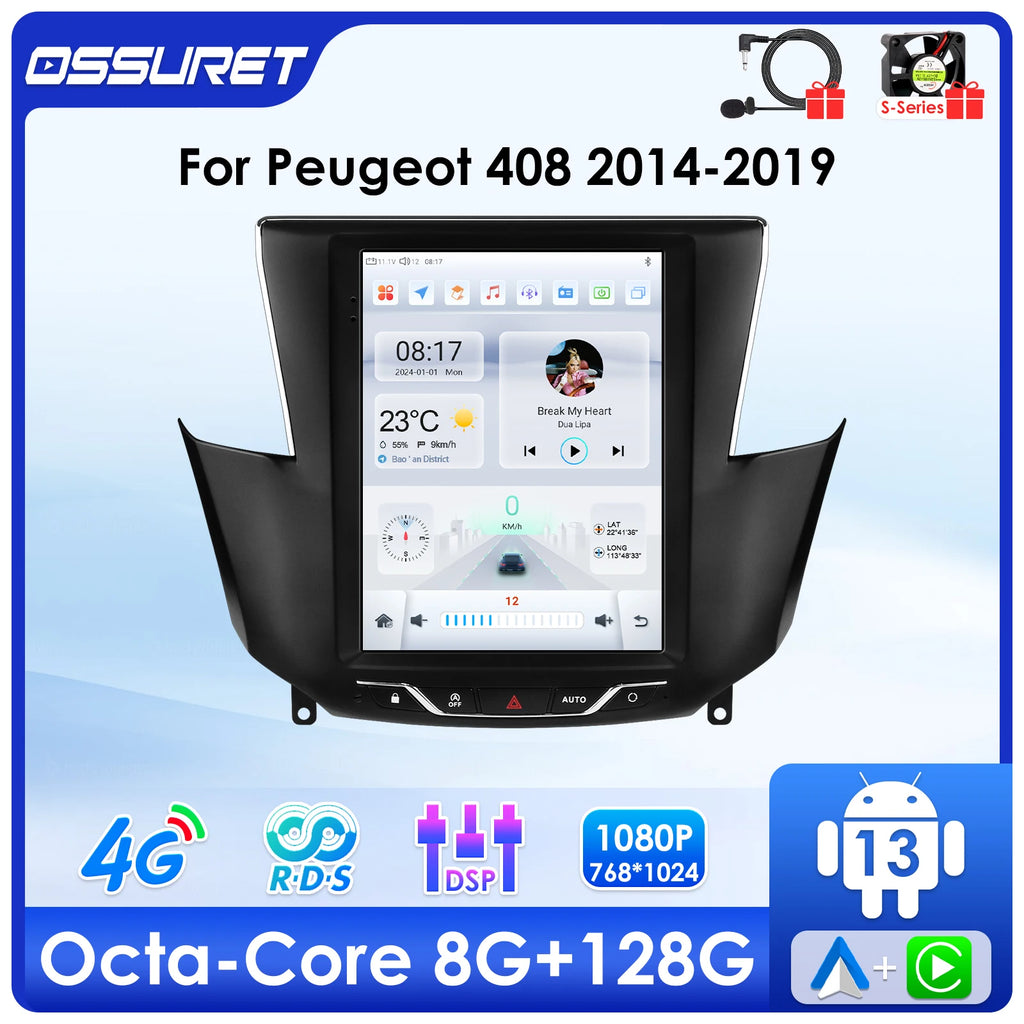 9.7"7862 Android 13 Auto Car radio For Peugeot 408 2014 2015 2016-2020 multimedia player 4