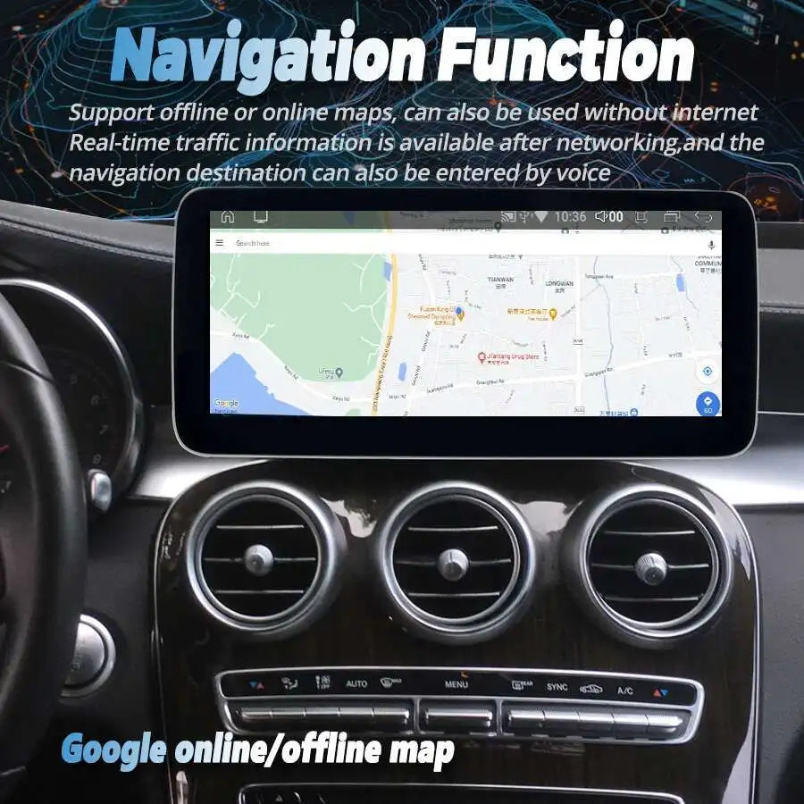 Android Screen Navigation Dashboard For Mercedes Benz C Class W205 C180 C200 C220 C300 C35 | AUTOKITSHOP