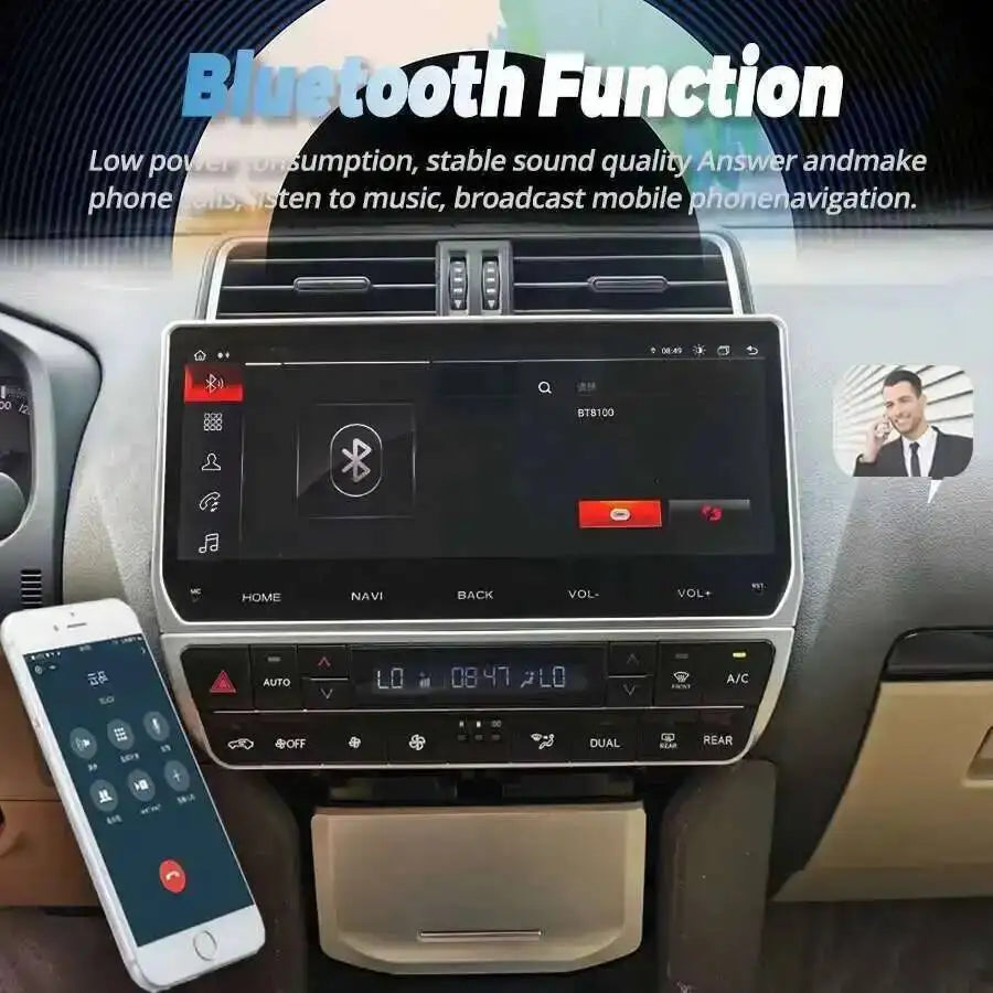 Android 15 Car Radio AC SCREEN 12.3" CarPlay For Toyota Land Cruiser Prado 150 2018-2022 G