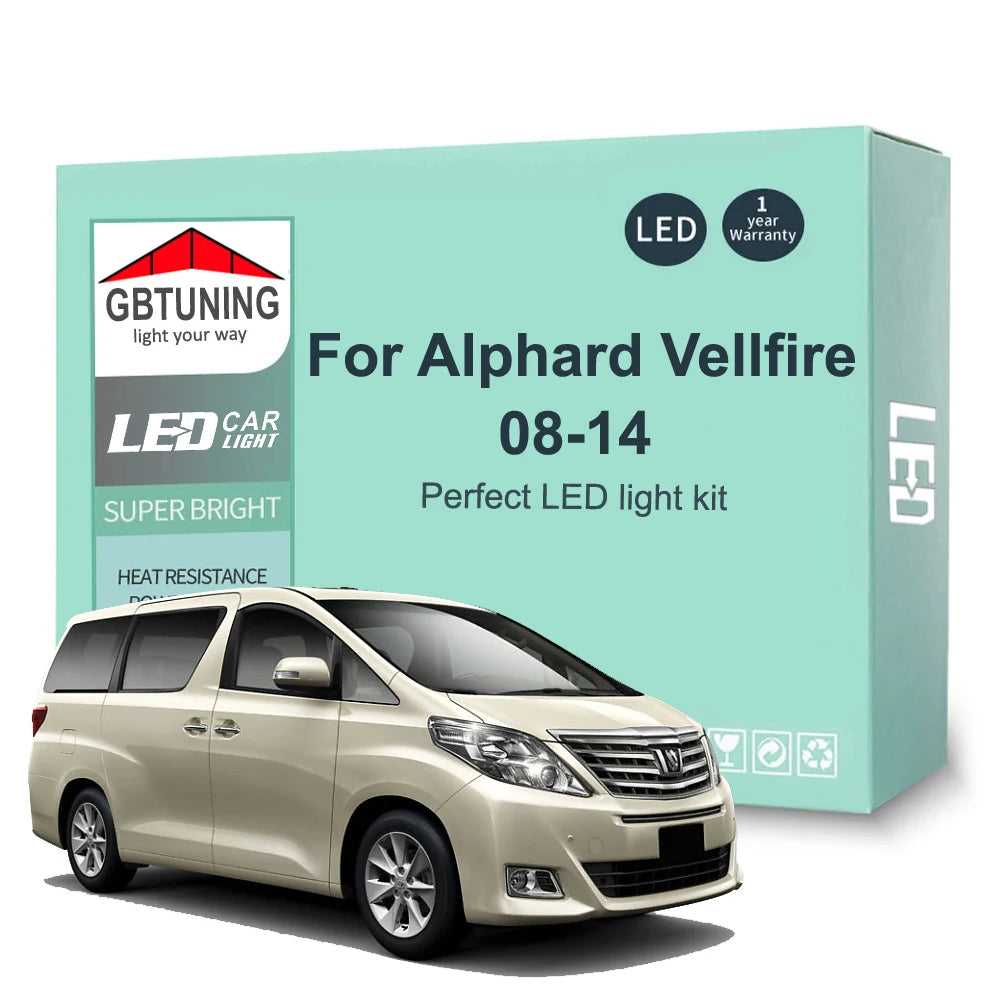 13-Piece LED Interior Light Kit for Toyota Alphard Vellfire 20 Series - Canbus Error-Free Bulbs | AUTOKITSHOP