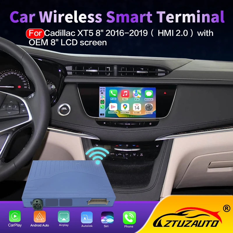 Wireless CarPlay Decoder For Cadillac XT5 2016-2019 8'' HMI 2.0 Android Auto Mirror Link A