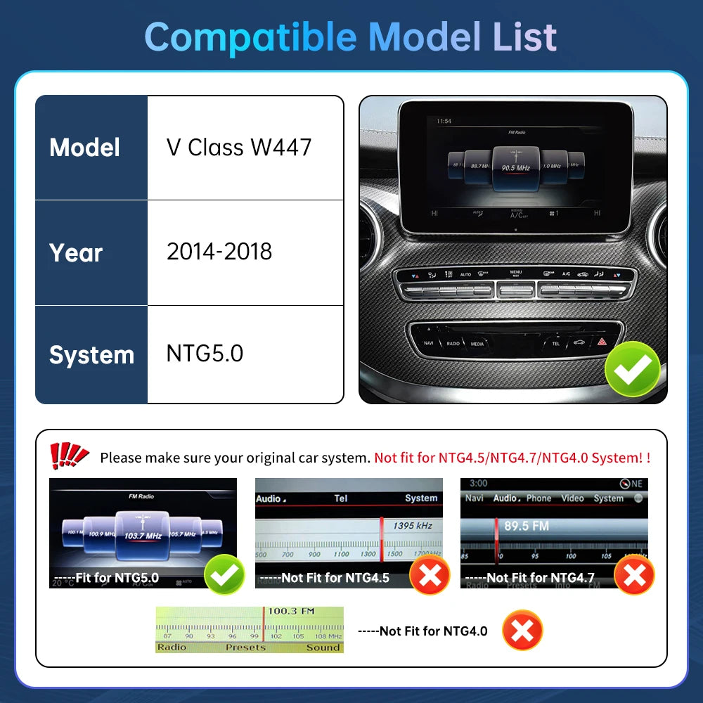 Road Top CarPlay Decoder for Mercedes Benz V Class W447 2014-2018 Vito Viano NTG5.0 with A | AUTOKITSHOP