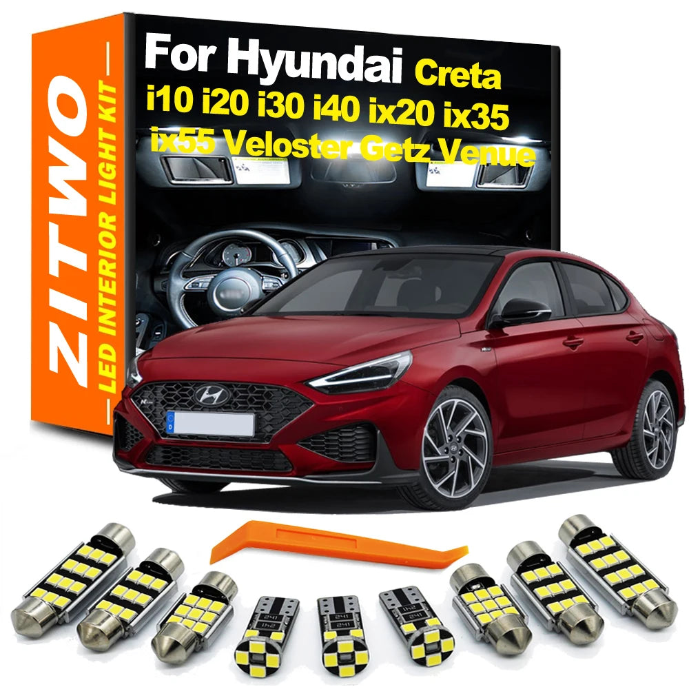 ZITWO Canbus LED Interior Light Kit For Hyundai i10 i20 i30 i40 ix20 ix35 ix55 Veracruz Creta Venue Veloster HB20 Getz Terracan