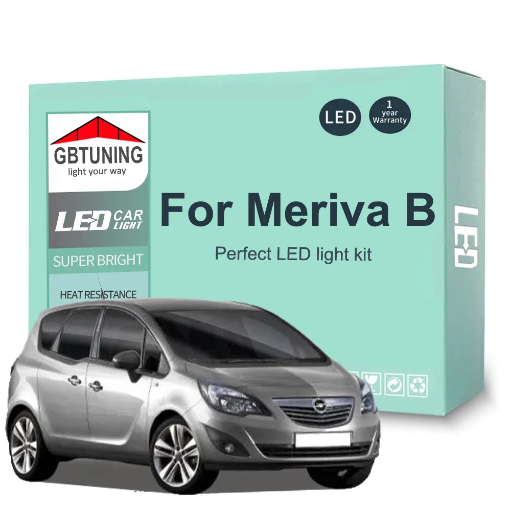 17-Piece LED Interior Light Kit for Opel Vauxhall Meriva B - Canbus Error-Free Bulbs | AUTOKITSHOP