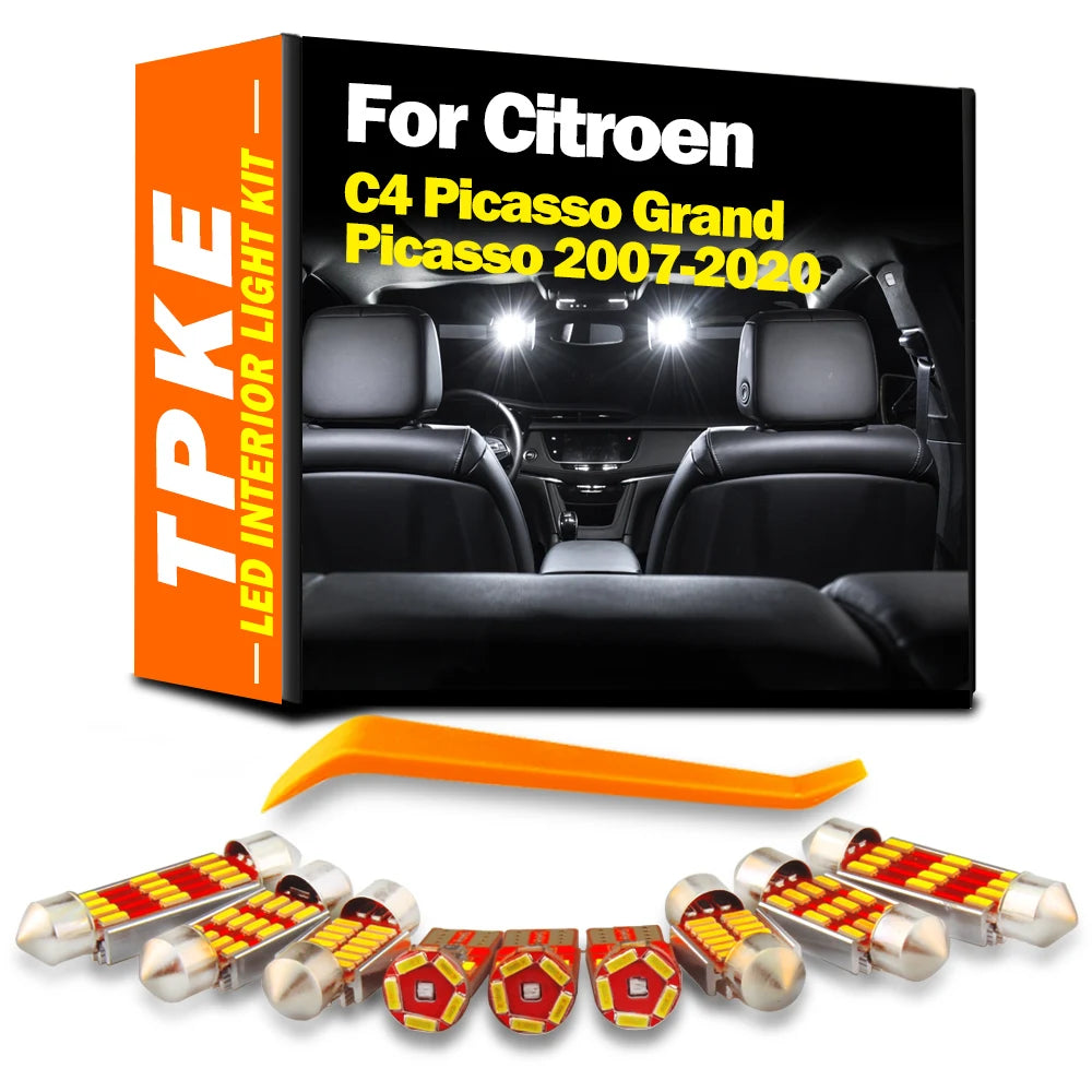 LED Interior Light Kit for Citroen C4 Picasso Grand Picasso 2007-2020 - Canbus Dome Map Door Trunk Bulbs | AUTOKITSHOP