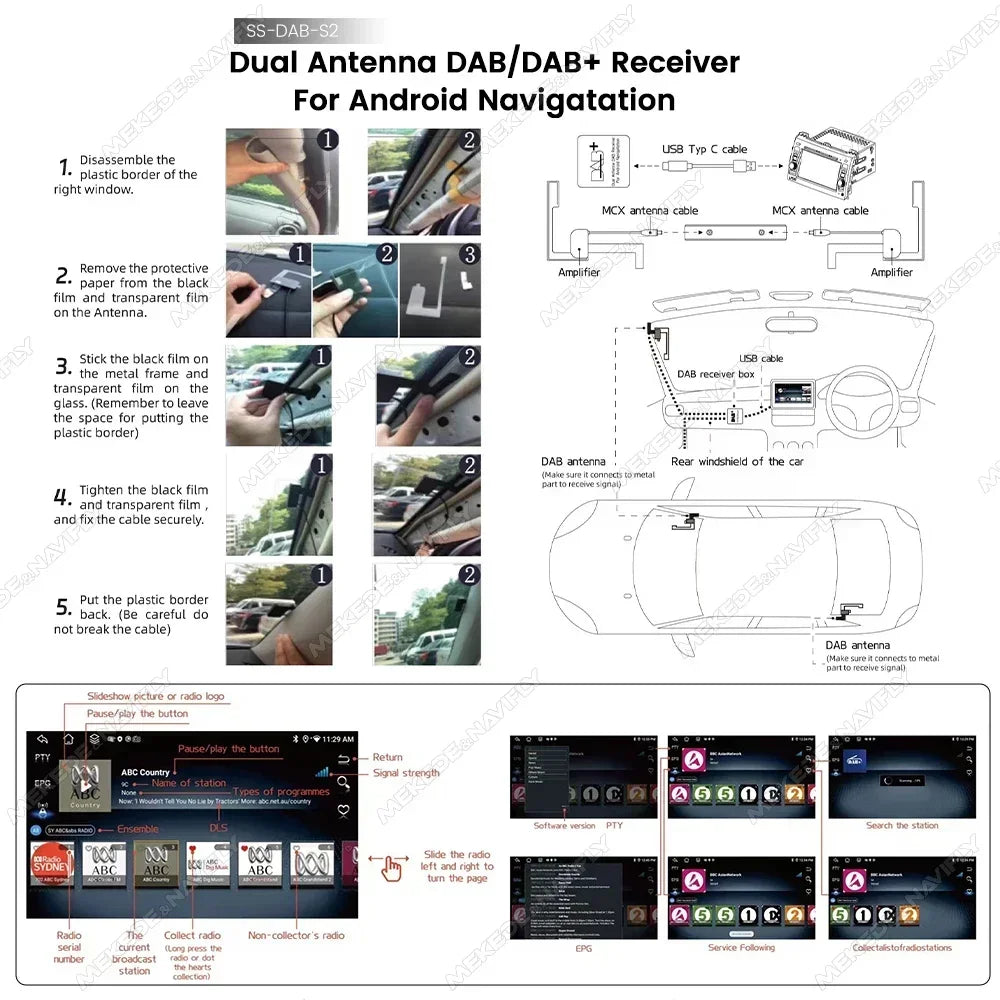 Dab Antenna Radio GPS Receiver Digital DAB+ Adapter Tuner Box Amplified for Android Car Un | AUTOKITSHOP