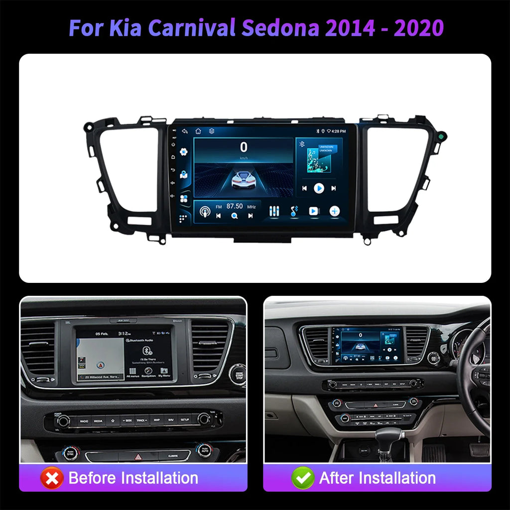 For Kia Carnival Sedona 2014-2020 Wireless BT CarPlay Android 14 Radio Car Multimedia 7862