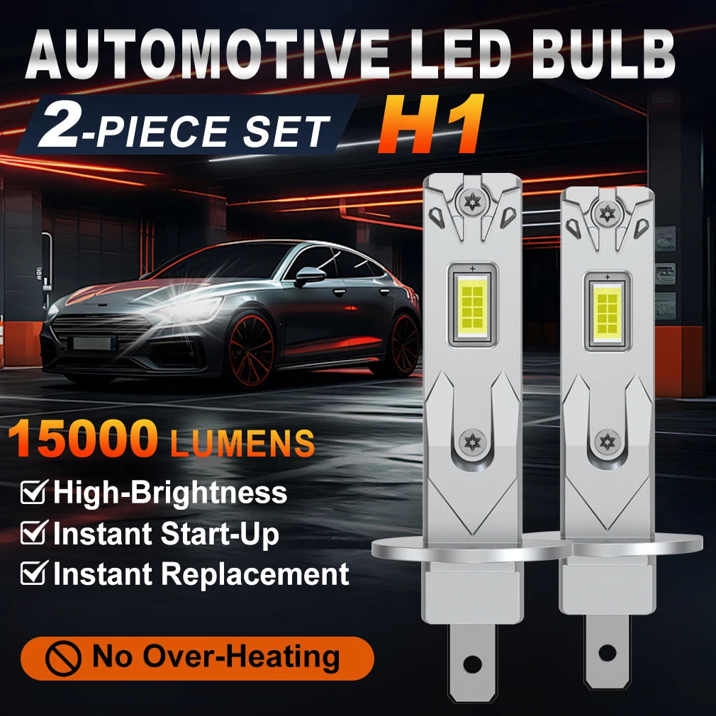 Turbo H1 H3 LED Bulb Headlight Bulbs 1: 1 Fanless Mini 70W 15000LM CSP Fanless Auto Diode