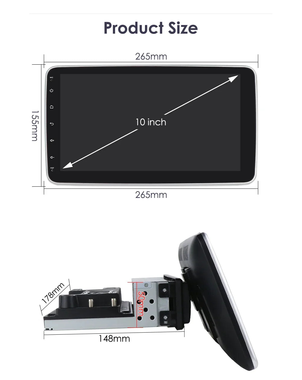 10.1"1 DIN Android Autoradio Car Radio GPS for Universal Car Stereo Video Multimedia Playe