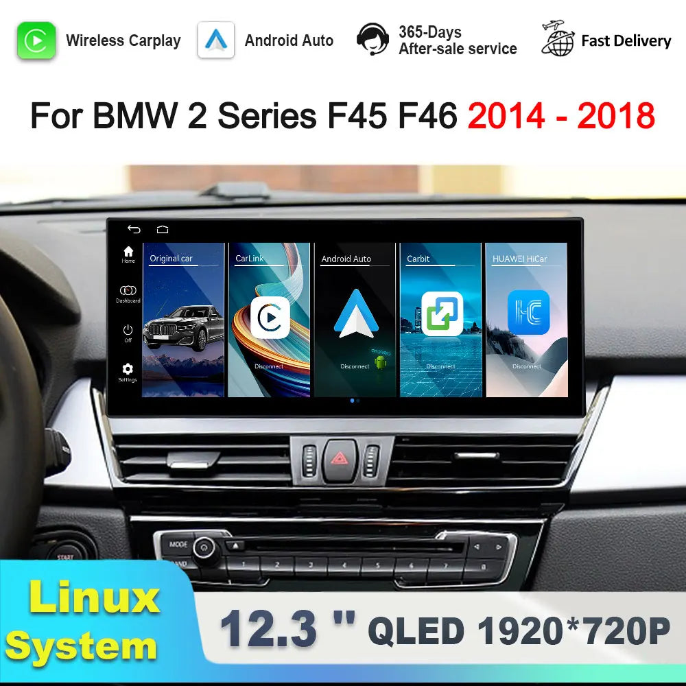 Car Radio Multimedia Player for BMW 2 Series F45 F46 2014 - 2018 NBT EVO Linux System Blue