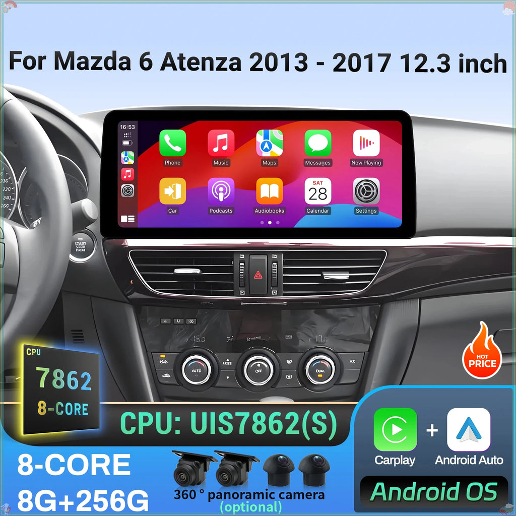 12.3 inch Android 14 4G GPS CarPlay Car Radio Navigation Stereo Touch Multimedia Head Unit