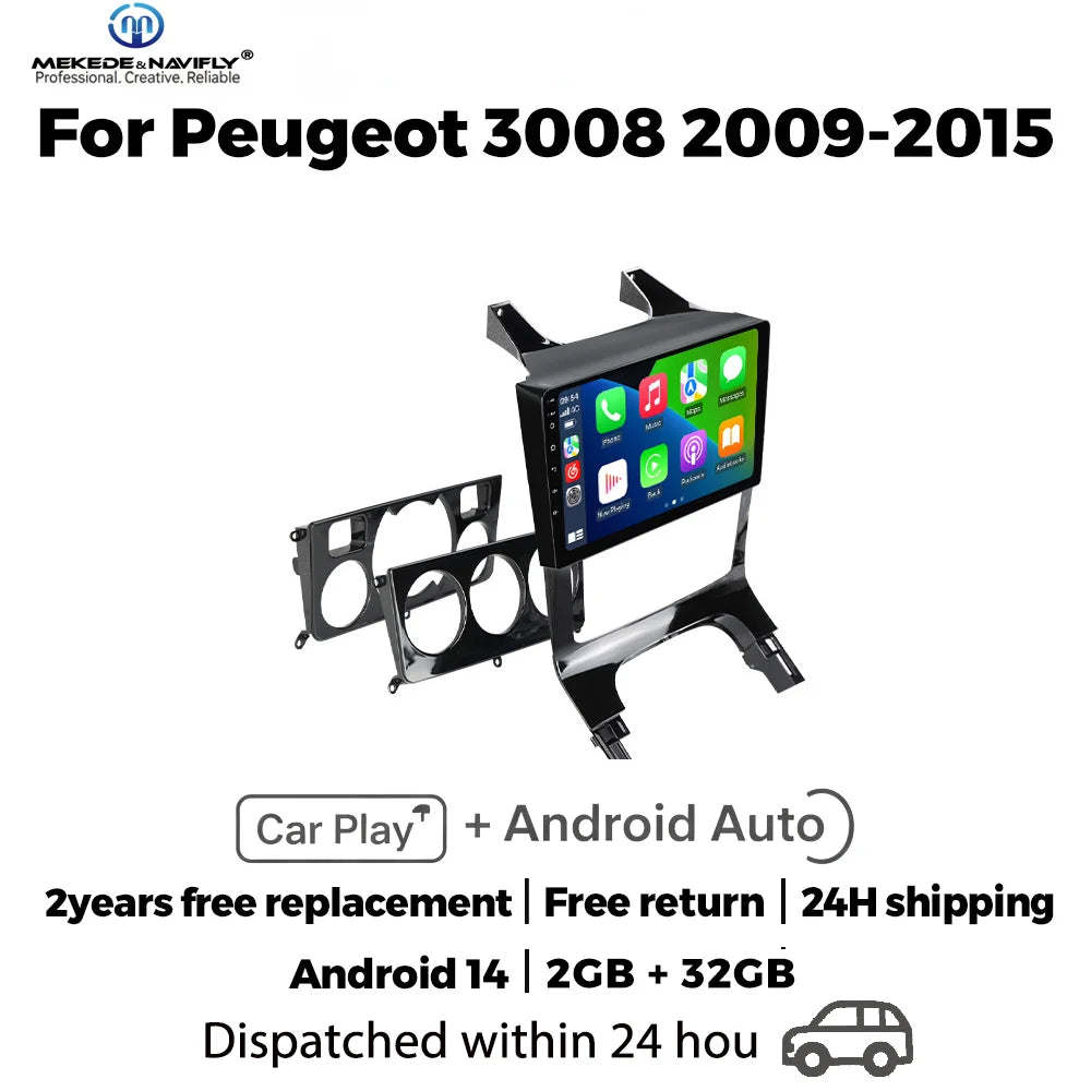 MEKEDE&NAVIFLY Android 14 Intelligent car audio system 2Din car radio For Peugeot 3008 1 2