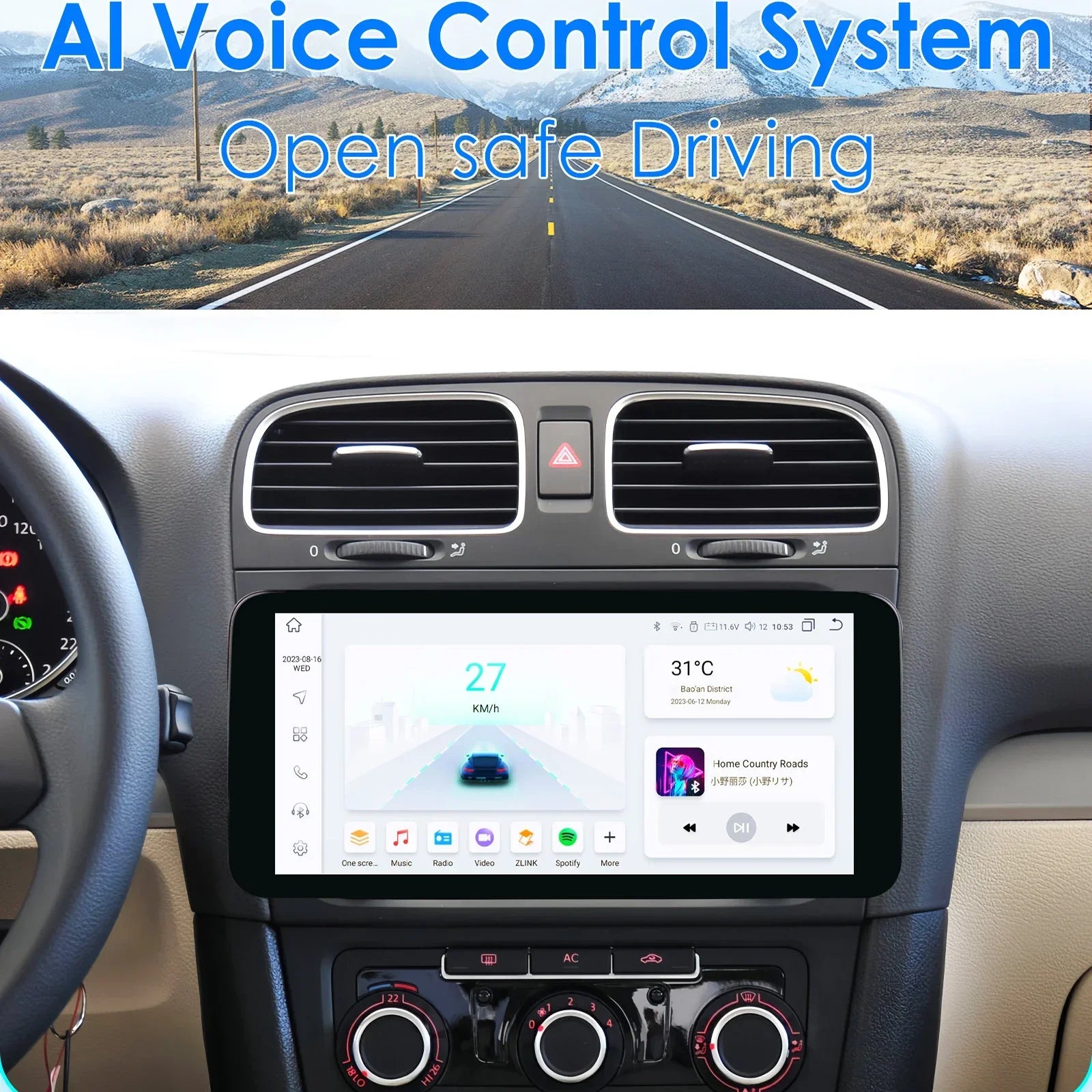 10.33" 2Din Carplay Android Car Radio GPS for Volkswagen Golf 5 6 Polo Passat B6 B7 CC Skoda Jetta - 8Core 6G 64G Multim