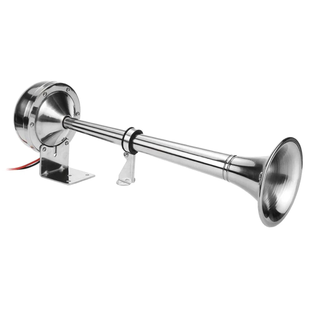 Metal Single Trumpet Electric Air Horn 12V 125DB Compact Loud Sound Kit for Car Truck Boat Train - Automotive LED Light