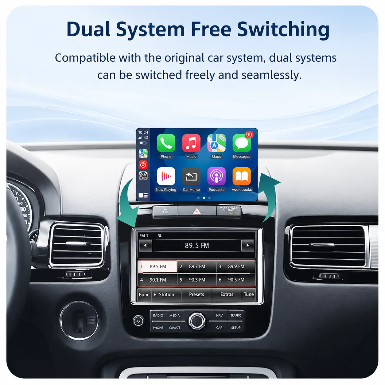 For Volkswagen Touareg RNS850 2010-2018 Wireless CarPlay Interface Android Auto with Voice | AUTOKITSHOP