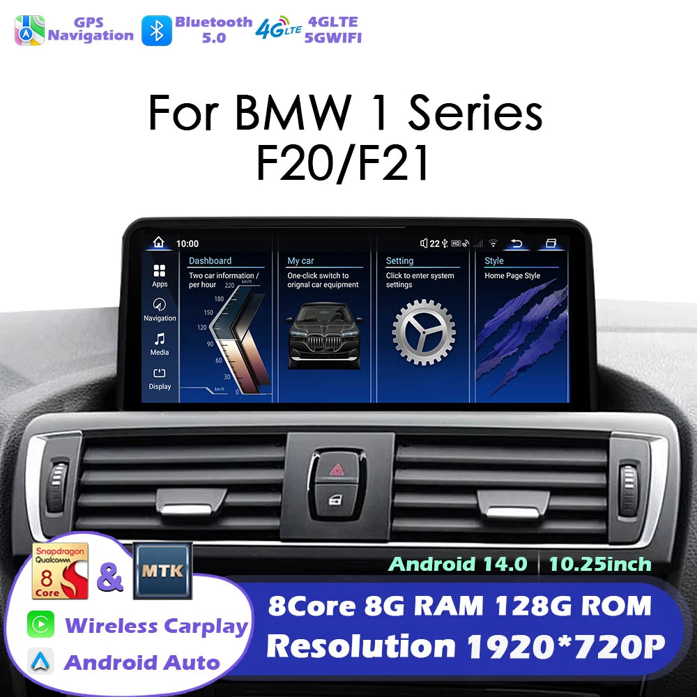 10.25 Car Radio Android For BMW 1 Series F20 F21 2012 - 2016 Wireless Apple CarPlay Auto V