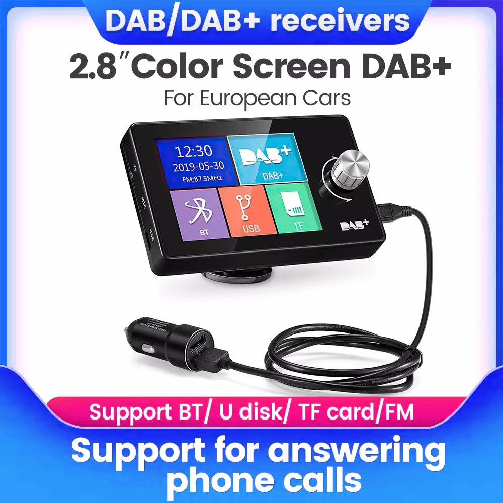 DAB+ Car Digital Radio FM Receiver BT SD TF MP3 Player 2.8 Inch Screen DAB for European Ca | AUTOKITSHOP