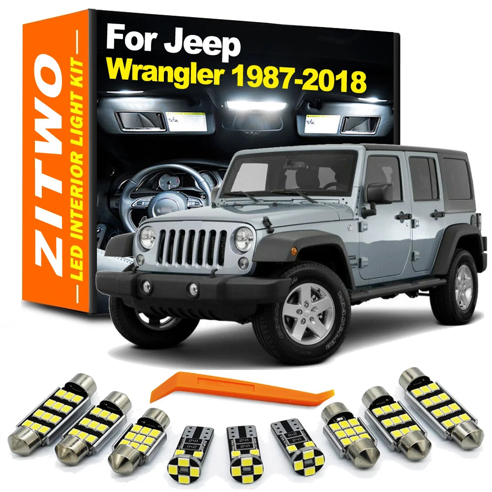 ZITWO LED Interior Map Dome Reading Roof Light Kit For Jeep Wrangler YJ SJ TJ JK 1987-2013 2014 2015 2016 2017 2018 Car Led Bulb