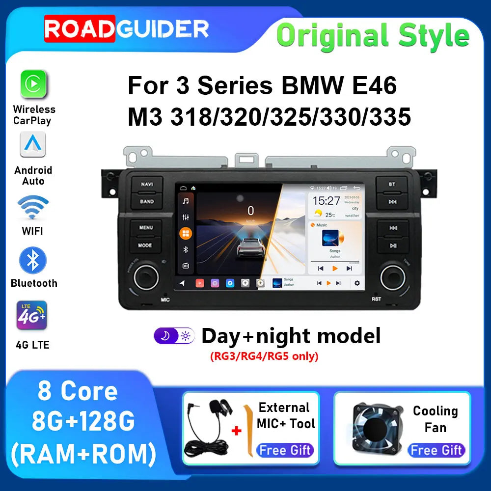 7" Screen For 3 Series BMW E46 M3 318/320/325/330/335 1998 -2005 Android Auto Radio Carpla