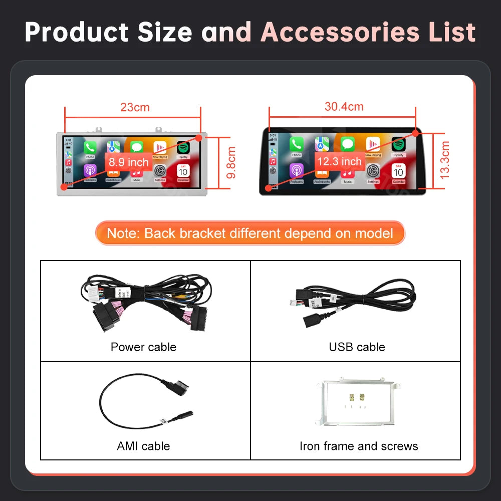 RoadTop 1920*720 Wireless CarPlay Android Auto Multimedia Display Screen For Audi A4 2009- | AUTOKITSHOP