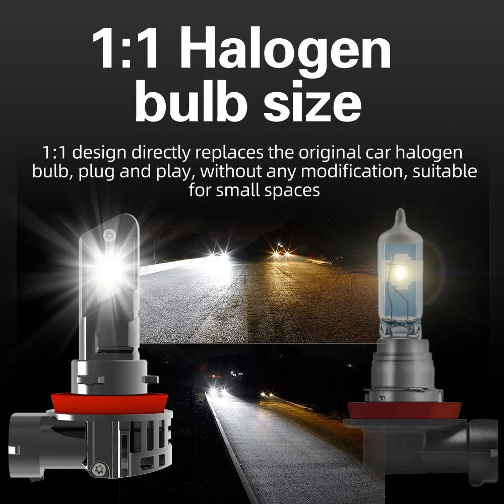H11 H8 Led Fog Lights Headlight Canbus H16 H9 Car Bulb 6000K Driving Running Lamp 12v 55w