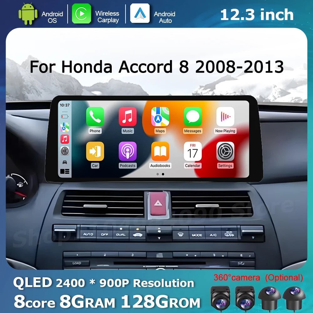 QLED 2400*900P Car Display Screen for Honda Accord 8 2008 - 2013 Multimedia Radio Player G
