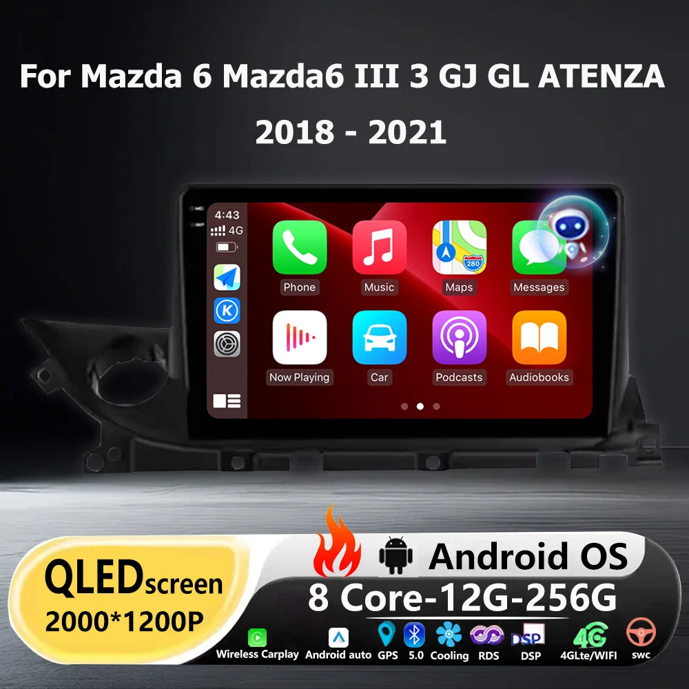 Wireless Carplay For Mazda 6 Mazda6 III 3 GJ GL ATENZA 2018 - 2021 Android 16 Car Radio Mu