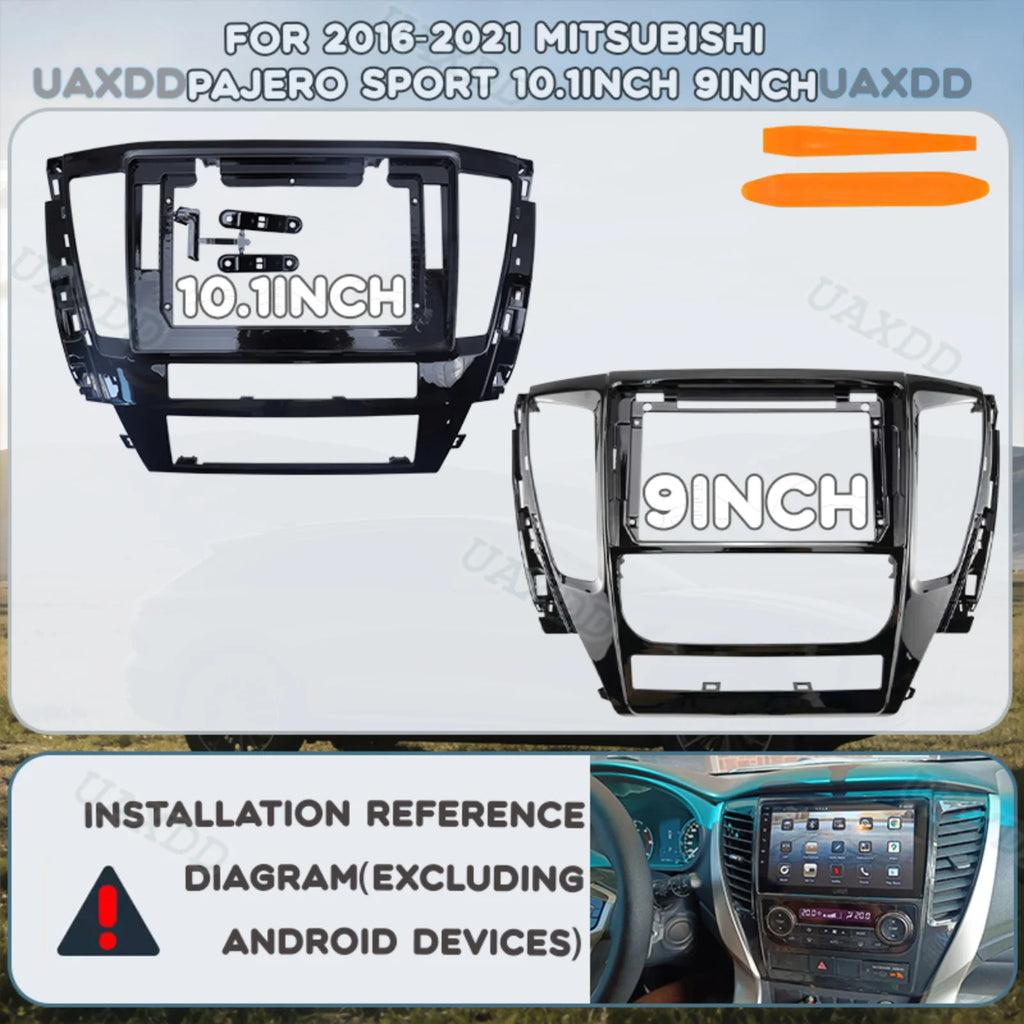 Car Frame Fascia For Mitsubishi Pajero Sport 2016-2021 Panel Kit Dashboard 9/10.1 Inch pla