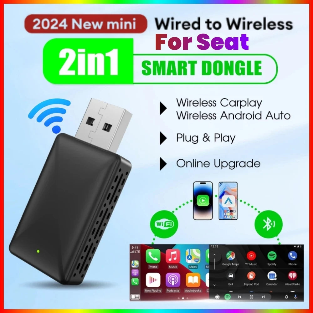 Wireless Carplay Adapter Android Auto Plug And Play WiFi Fast Connect Smart Dongle 2in1 Fo | AUTOKITSHOP