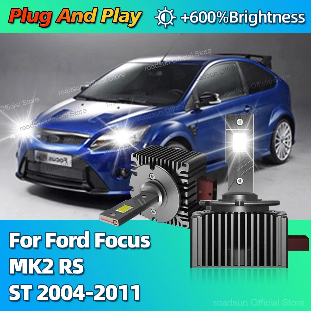 LED Headlight HID D1S Bulbs Canbus Car Light 30000LM Bright For Ford Focus MK2 RS ST 2004