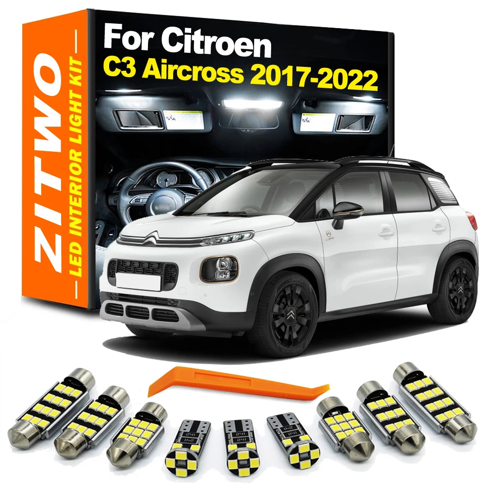 ZITWO 11Pcs Canbus LED Interior Dome Map Roof Light Kit For Citroen C3 Aircross 2017 2018 2019 2 - Automotive LED Light